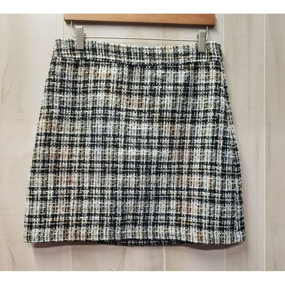 Loft Womens Tweed Plaid Mini Skirt Size 6, Side Zip, 18" length, Classic Look - Picture 1 of 5